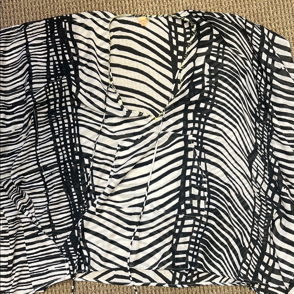 Echo Black and White Geometric Swim Coverup